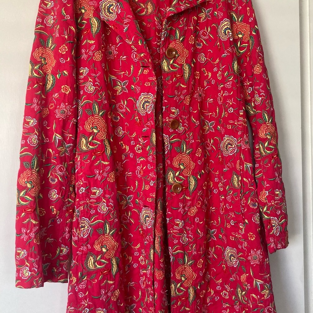 Johnny Was Pink embroidered floral Coat